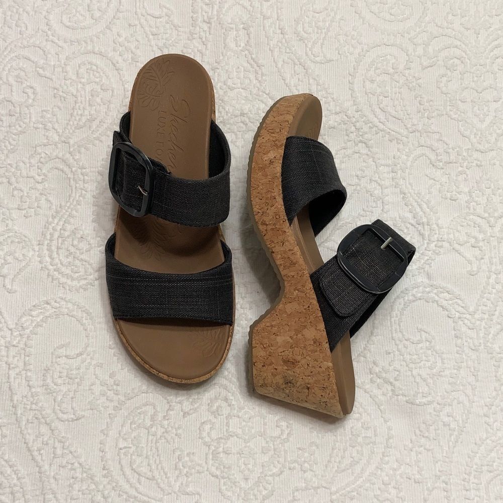 Sandals Size 7 Black Platform Wedges